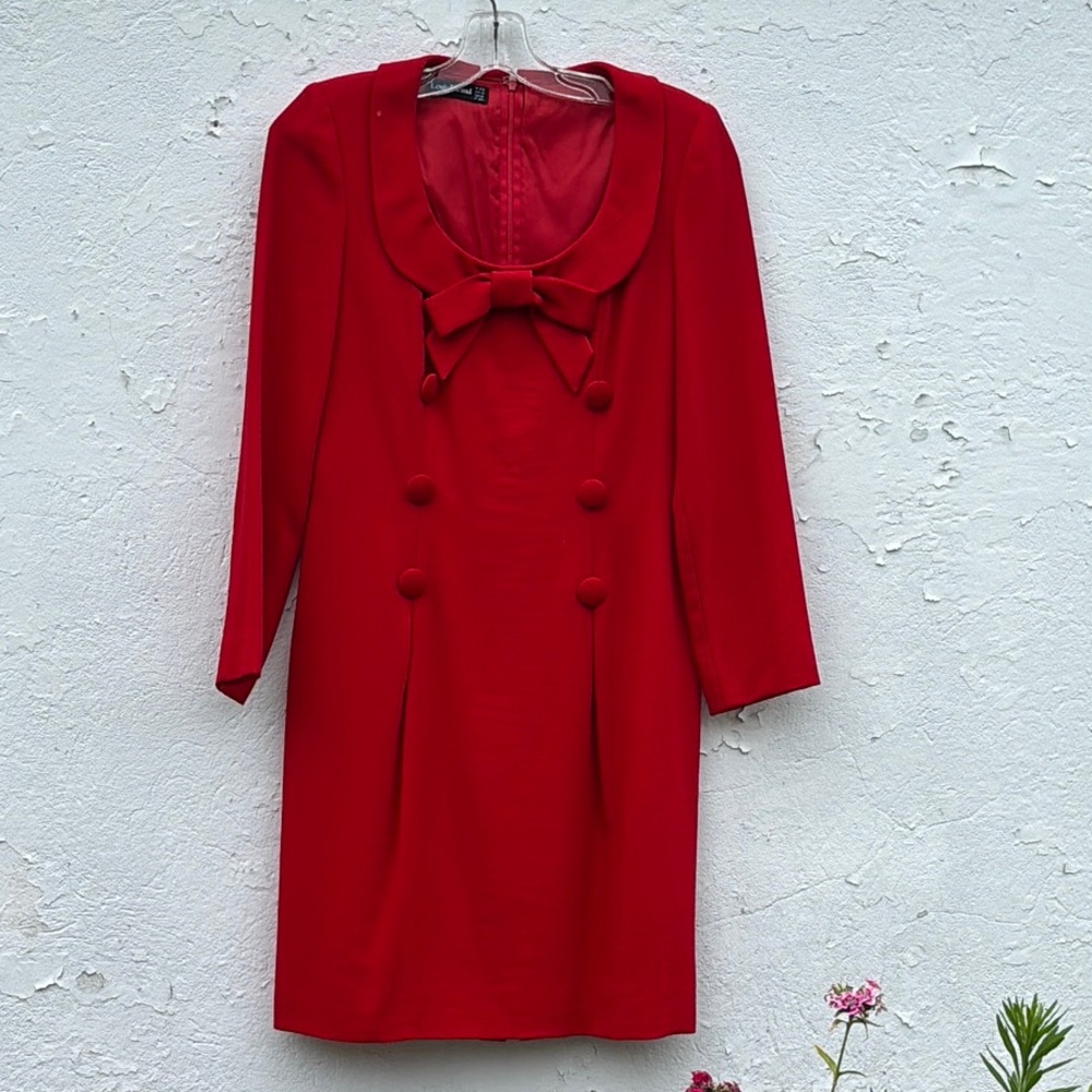 Louis Feraud Vibrant Red Long Sleeve Dress